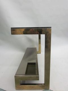 Maison Jansen French Modern Neoclassical Double Tier Brass Console Sofa Table Maison Jansen - 4091041