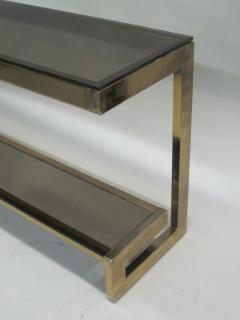 Maison Jansen French Modern Neoclassical Double Tier Brass Console Sofa Table Maison Jansen - 4091042