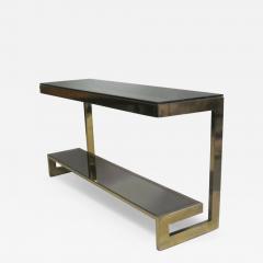 Maison Jansen French Modern Neoclassical Double Tier Brass Console Sofa Table Maison Jansen - 4091441