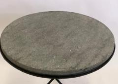Maison Jansen French Modern Neoclassical Gilt Iron Basalt Stone Side Table by Maison Jansen - 2372231