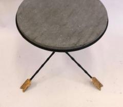 Maison Jansen French Modern Neoclassical Gilt Iron Basalt Stone Side Table by Maison Jansen - 2372232