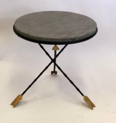 Maison Jansen French Modern Neoclassical Gilt Iron Basalt Stone Side Table by Maison Jansen - 2372240