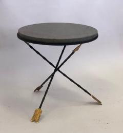 Maison Jansen French Modern Neoclassical Gilt Iron Basalt Stone Side Table by Maison Jansen - 2372244