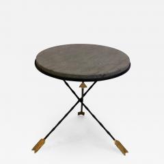Maison Jansen French Modern Neoclassical Gilt Iron Basalt Stone Side Table by Maison Jansen - 2378947