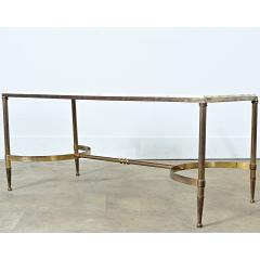 Maison Jansen French White Marble Brass Coffee Table in the Maison Jansen Style - 4798718