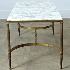 Maison Jansen French White Marble Brass Coffee Table in the Maison Jansen Style - 4798720