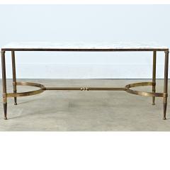 Maison Jansen French White Marble Brass Coffee Table in the Maison Jansen Style - 4798744