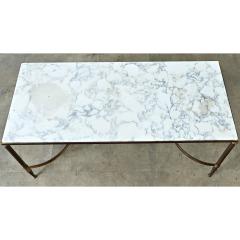 Maison Jansen French White Marble Brass Coffee Table in the Maison Jansen Style - 4798746