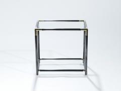 Maison Jansen French gunmetal and brass end tables 1970s - 983714