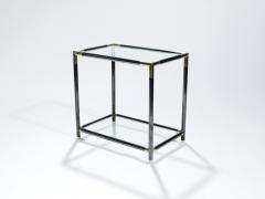 Maison Jansen French gunmetal and brass end tables 1970s - 983716