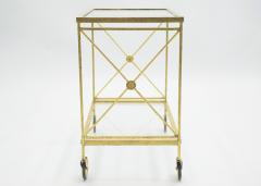 Maison Jansen French neoclassical Maison Jansen gilded iron bar cart 1960s - 1115157