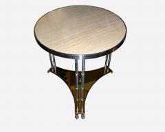 Maison Jansen High pedestal table in travertine by Maison Jansen Paris France circa 1980 - 4504037
