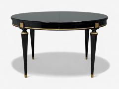 Maison Jansen Hollywood Regency Black Lacquer Bronze Ebonized Dining Table France 1940s - 4330057
