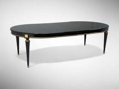 Maison Jansen Hollywood Regency Black Lacquer Bronze Ebonized Dining Table France 1940s - 4330058
