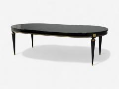 Maison Jansen Hollywood Regency Black Lacquer Bronze Ebonized Dining Table France 1940s - 4330060