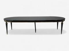 Maison Jansen Hollywood Regency Black Lacquer Bronze Ebonized Dining Table France 1940s - 4330061