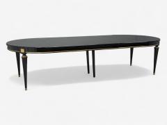 Maison Jansen Hollywood Regency Black Lacquer Bronze Ebonized Dining Table France 1940s - 4330062