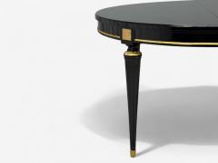 Maison Jansen Hollywood Regency Black Lacquer Bronze Ebonized Dining Table France 1940s - 4330063