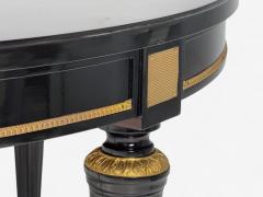 Maison Jansen Hollywood Regency Black Lacquer Bronze Ebonized Dining Table France 1940s - 4330066