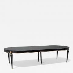 Maison Jansen Hollywood Regency Black Lacquer Bronze Ebonized Dining Table France 1940s - 4332538