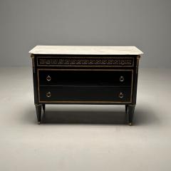 Maison Jansen Hollywood Regency Ebonized Cabinet Commode Greek Key Motif Bronze Mounted - 3404940