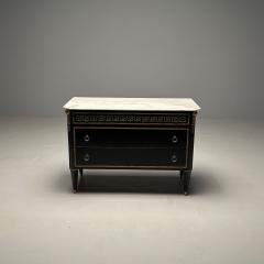 Maison Jansen Hollywood Regency Ebonized Cabinet Commode Greek Key Motif Bronze Mounted - 3404941