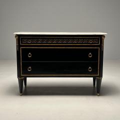 Maison Jansen Hollywood Regency Ebonized Cabinet Commode Greek Key Motif Bronze Mounted - 3404943