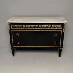 Maison Jansen Hollywood Regency Ebonized Cabinet Commode Greek Key Motif Bronze Mounted - 3404944
