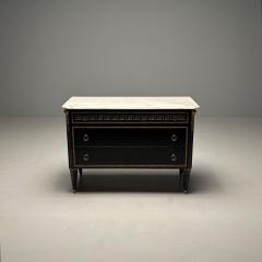 Maison Jansen Hollywood Regency Ebonized Cabinet Commode Greek Key Motif Bronze Mounted - 3404946