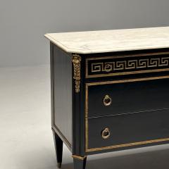 Maison Jansen Hollywood Regency Ebonized Cabinet Commode Greek Key Motif Bronze Mounted - 3404950