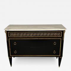 Maison Jansen Hollywood Regency Ebonized Cabinet Commode Greek Key Motif Bronze Mounted - 3408168