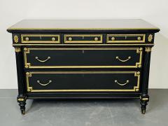 Maison Jansen Hollywood Regency Ebony Bronze Mounted Chest Commode Dresser Stamped Jansen - 2953183