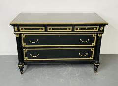 Maison Jansen Hollywood Regency Ebony Bronze Mounted Chest Commode Dresser Stamped Jansen - 2953184