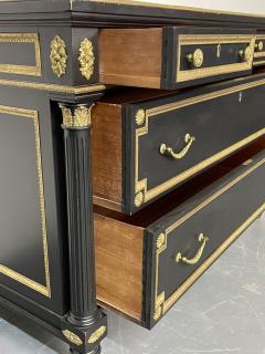 Maison Jansen Hollywood Regency Ebony Bronze Mounted Chest Commode Dresser Stamped Jansen - 2953187