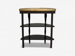 Maison Jansen Hollywood Regency Ebony Painted Wood Onyx Demilune Console Tables 1930s - 4103213