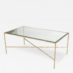 Maison Jansen Hollywood Regency Gilt Metal Faux Bamboo Cocktail Coffee Table - 3629768
