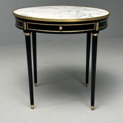 Maison Jansen Hollywood Regency Louis XVI Style Bouiliotte End Tables Black Paint Bronze - 3724273