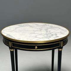 Maison Jansen Hollywood Regency Louis XVI Style Bouiliotte End Tables Black Paint Bronze - 3724274