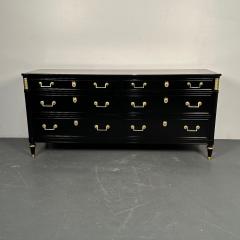 Maison Jansen Hollywood Regency Louis XVI Style Dresser Sideboard Black Lacquer Directoire - 3364261