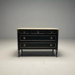 Maison Jansen Hollywood Regency Maison Jansen Stamped Ebony Chest Commode Marble Top - 3417987