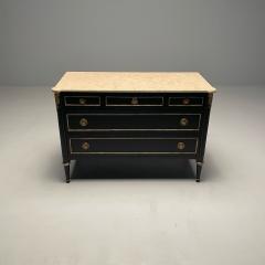 Maison Jansen Hollywood Regency Maison Jansen Stamped Ebony Chest Commode Marble Top - 3417989