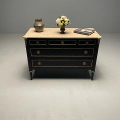 Maison Jansen Hollywood Regency Maison Jansen Stamped Ebony Chest Commode Marble Top - 3417992