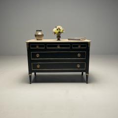 Maison Jansen Hollywood Regency Maison Jansen Stamped Ebony Chest Commode Marble Top - 3417993