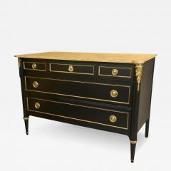 Maison Jansen Hollywood Regency Maison Jansen Stamped Ebony Chest Commode Marble Top - 3419328