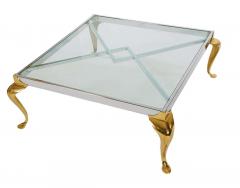Maison Jansen Hollywood Regency Maison Jansen Style Brass and Chrome Square Cocktail Table - 2454043