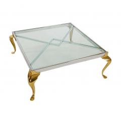Maison Jansen Hollywood Regency Maison Jansen Style Brass and Chrome Square Cocktail Table - 2454044