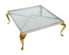 Maison Jansen Hollywood Regency Maison Jansen Style Brass and Chrome Square Cocktail Table - 2454045