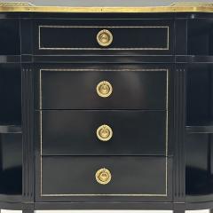 Maison Jansen Hollywood Regency Maison Jansen Style Demilune Console Black Lacquered Server - 3666878