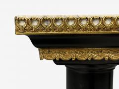 Maison Jansen Hollywood Regency Marble Top Pedestals Ebonized Wood Bronze France 1960s - 4592945