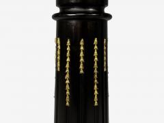 Maison Jansen Hollywood Regency Marble Top Pedestals Ebonized Wood Bronze France 1960s - 4592946